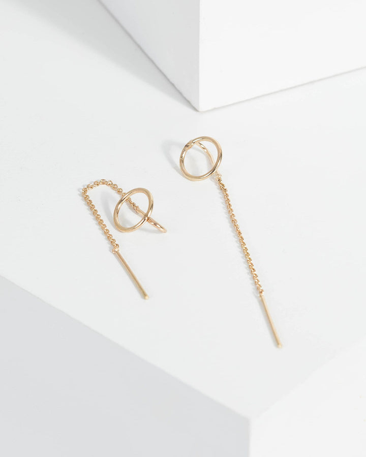 Gold Metal Hoop Back Drop Earrings | Earrings