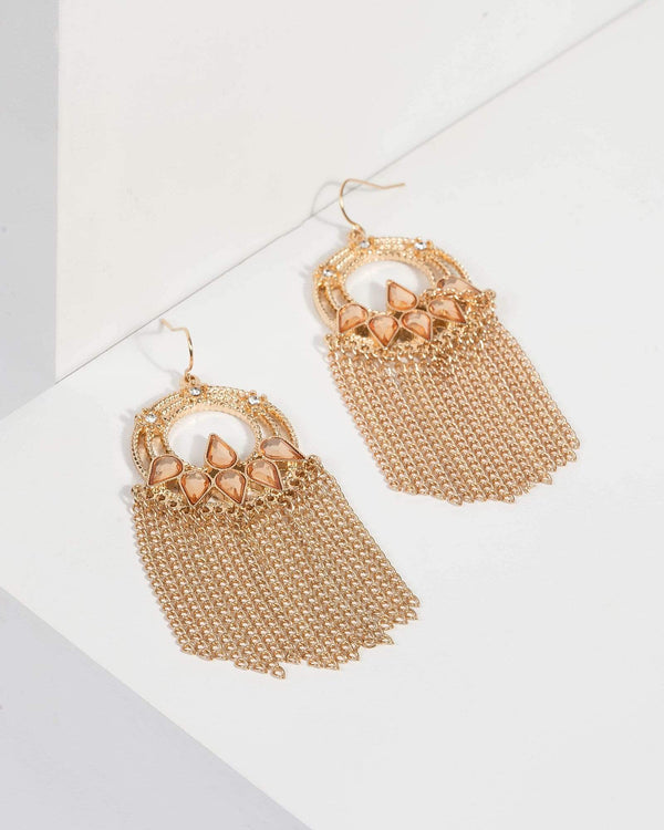 Gold Metal Hoop Drop Earrings | Earrings