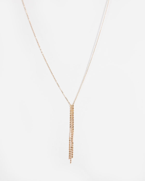 Gold Metal Lariat Chain Necklace | Necklaces