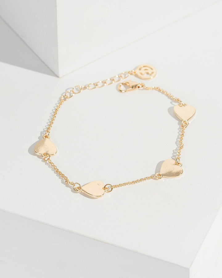 Gold Metal Multi Love Heart Bracelet | Wristwear