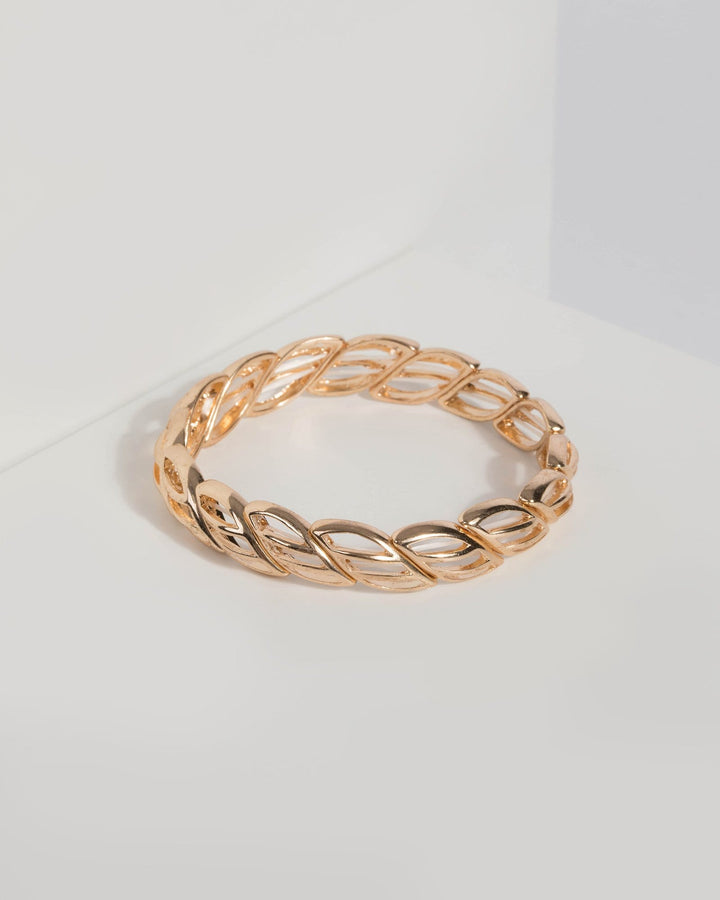 Gold Metal Plaited Stretch Bracelet | Wristwear