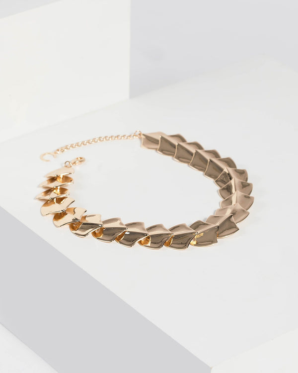 Gold Metal Scale Statement Necklace | Necklaces