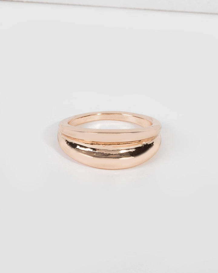 Gold Metal Split Detail Ring | Rings