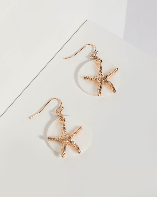 Gold Metal Starfish Drop Earrings | Earrings