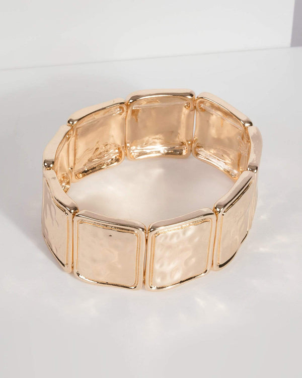 Gold Metal Stretch Bracelet | Wristwear