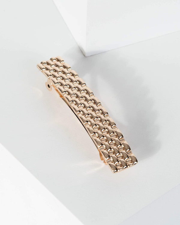 Gold Metal Woven Look Hair Clip | Accessories