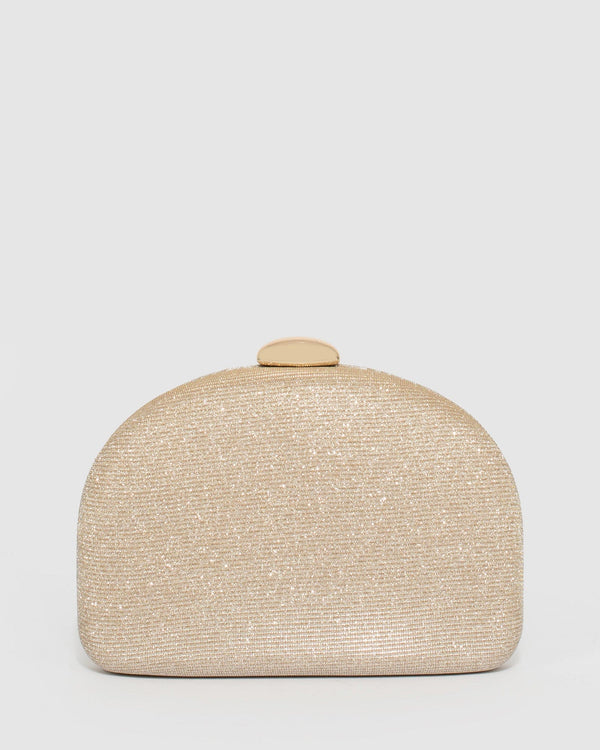 Gold Mia Glitter Clutch Bag | Clutch Bags