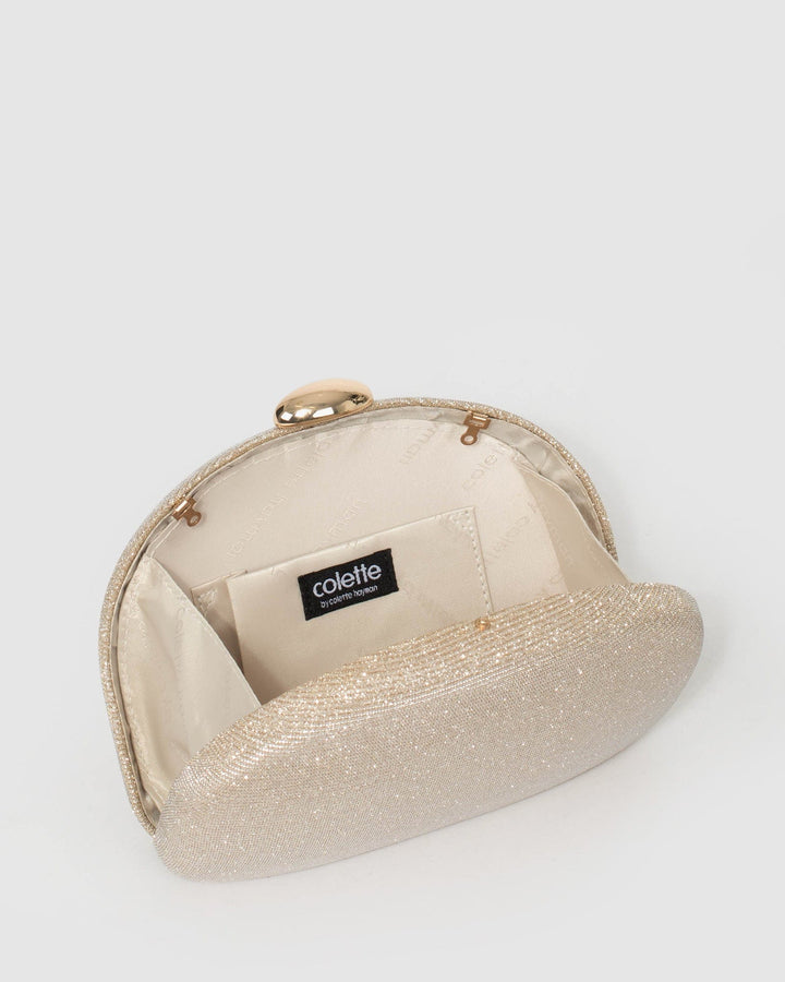 Gold Mia Glitter Clutch Bag | Clutch Bags