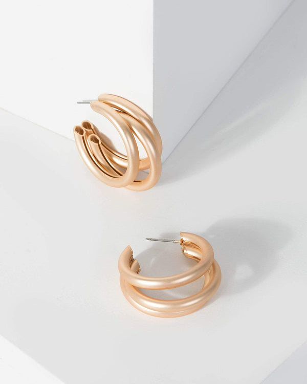 Gold Mid Triple Hoop Earrings | Earrings