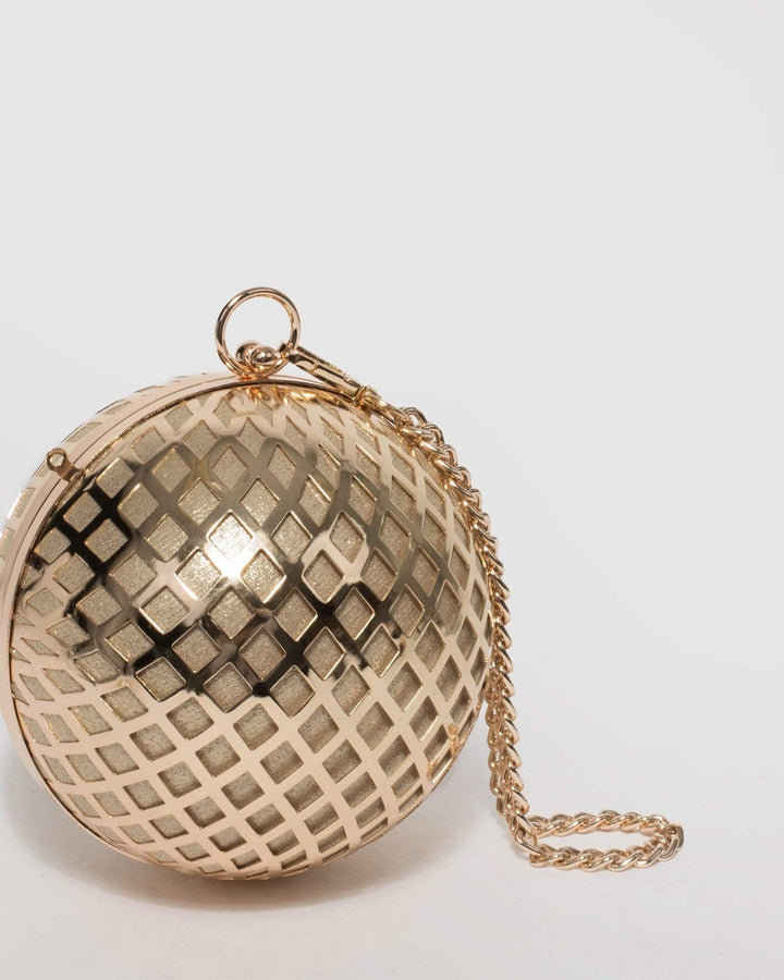Gold Miley Geo Round Clutch Bag | Clutch Bags