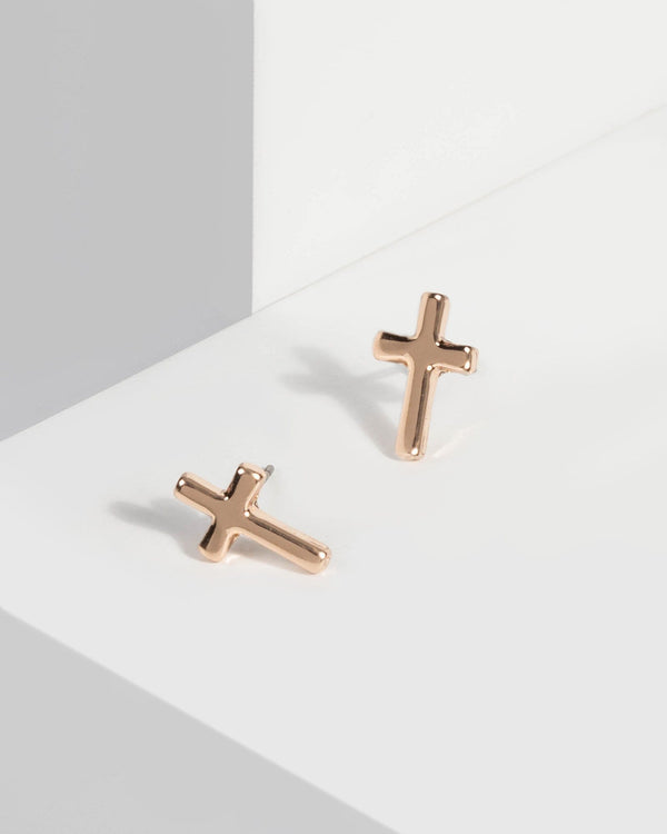 Gold Mini Cross Earrings | Earrings