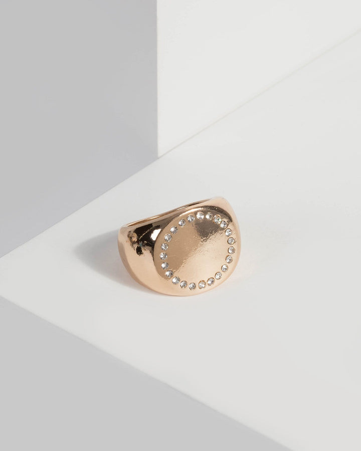 Gold Mini Crystal Detail Pinky Ring | Rings