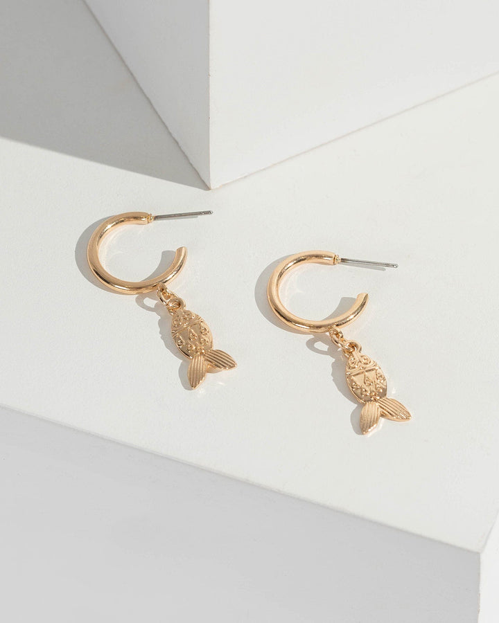 Gold Mini Fish Huggie Hoop Earrings | Earrings