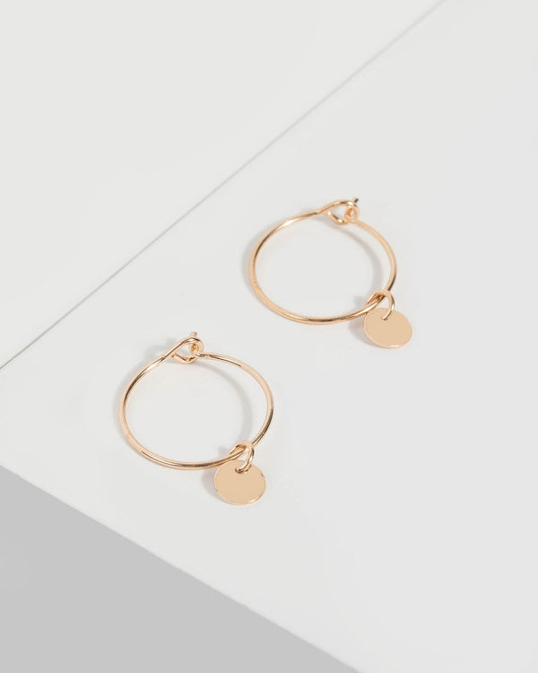 Gold Mini Hoop Disc Earrings | Earrings