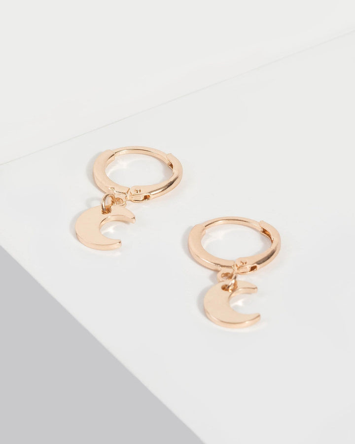 Gold Mini Hoop Moon Earrings | Earrings
