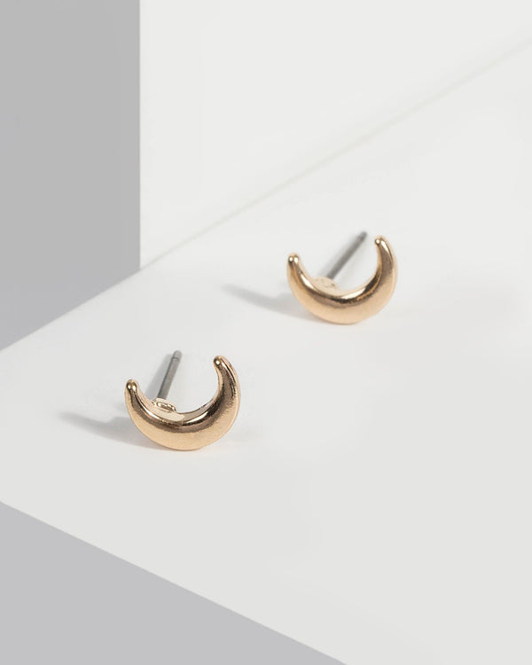Gold Mini Moon Stud Earrings | Earrings