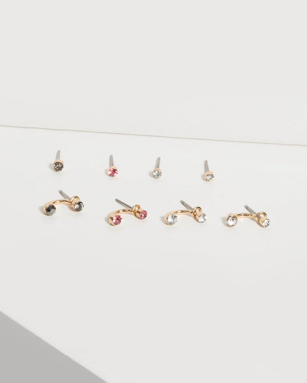 Gold Mini Multi Stud Earring Set | Earrings