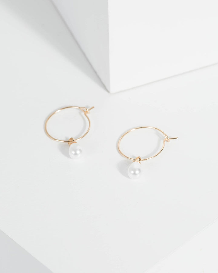 Gold Mini Pearl Hoop Earrings | Earrings