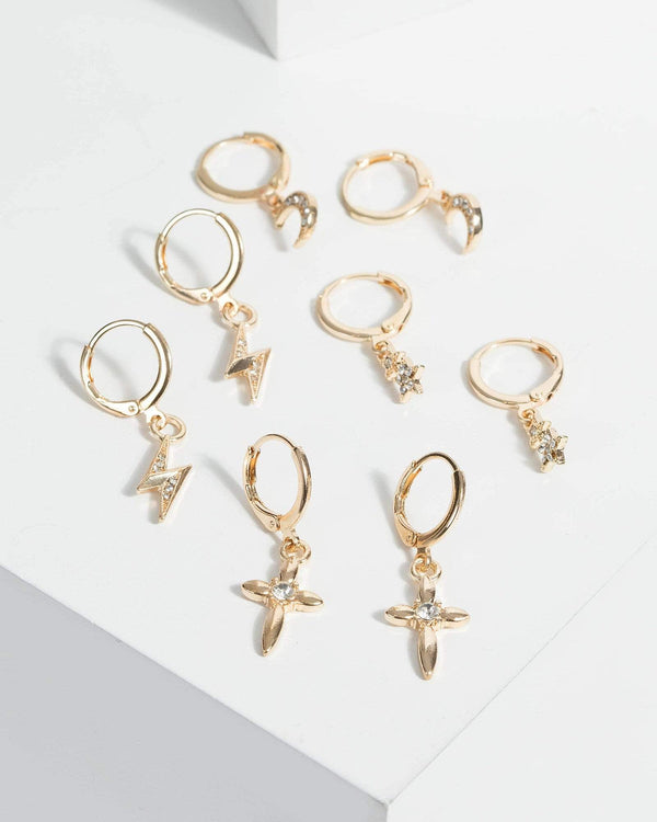 Gold Mixed Huggie Hoop Set Earrings | Earrings