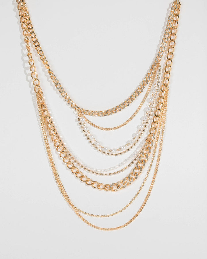 Gold Mixed Layered Chain Necklace | Necklaces