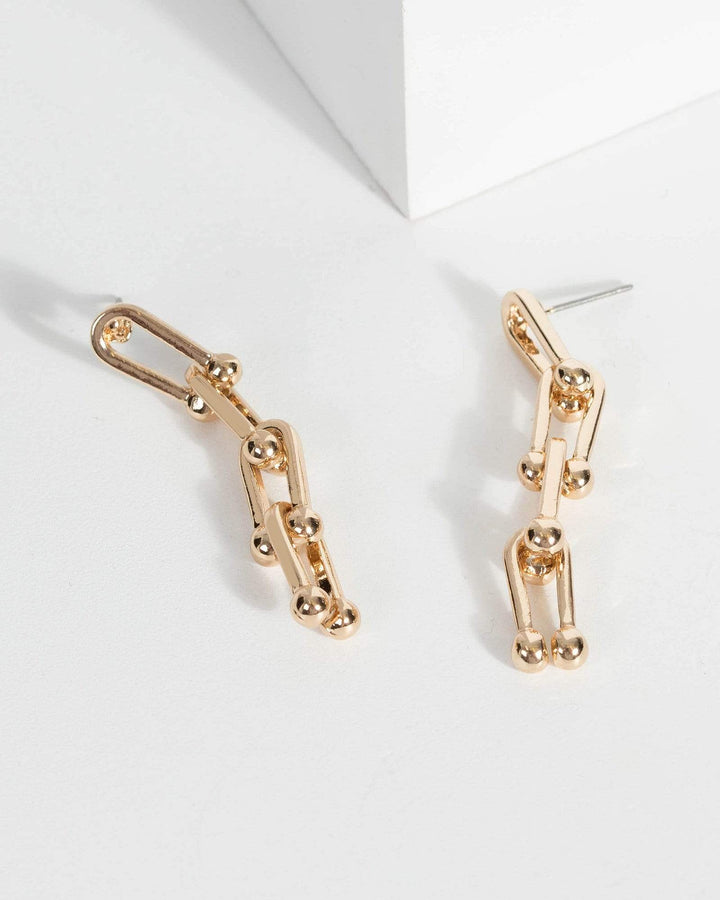 Gold Modern Chain Drop Earrings | Earrings