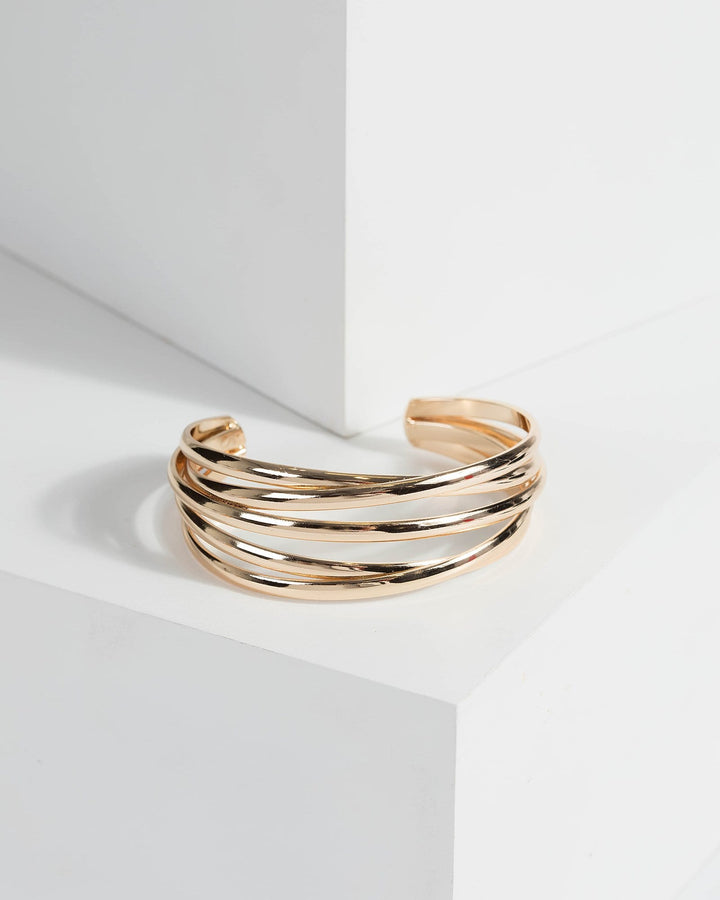 Gold Multi Band Cuff Bracelet | Wristwear