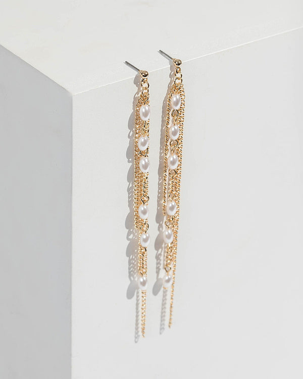 Colette by Colette Hayman Gold Multi Chain And Pearl Drop Earrings