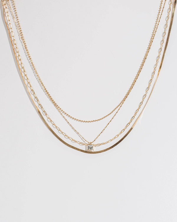 Colette by Colette Hayman Gold Multi Chain Crystal Pendant Necklace