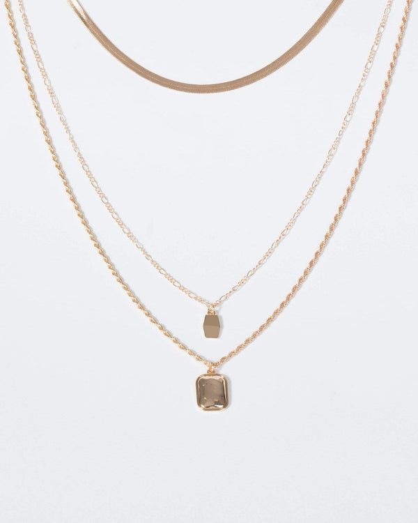 Gold Multi Chain Tag Necklace | Necklaces