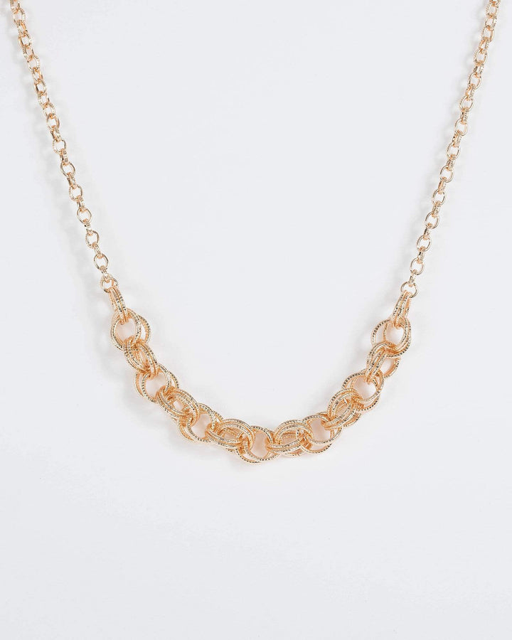 Gold Multi Cluster Link Necklace | Necklaces