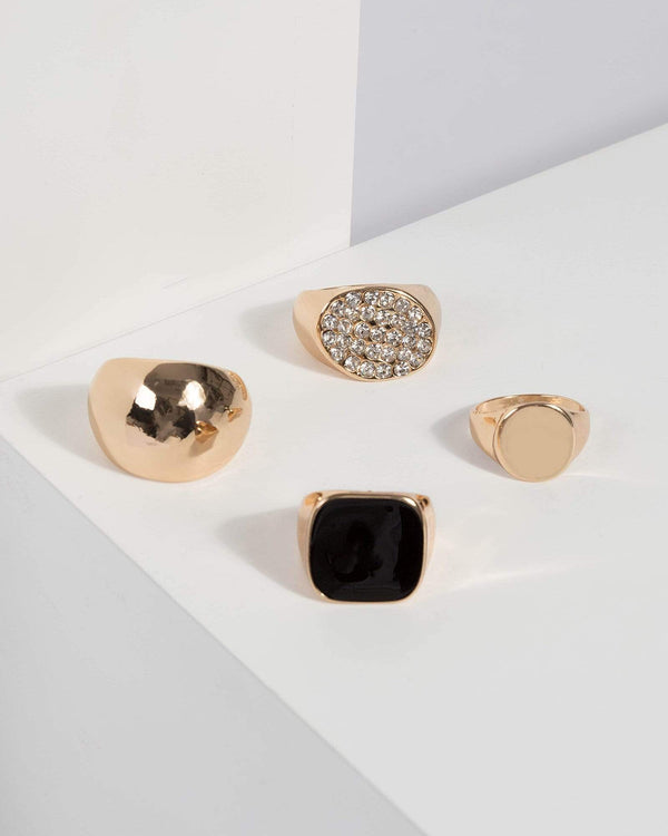 Gold Multi Diamante Encrusted Ring | Rings