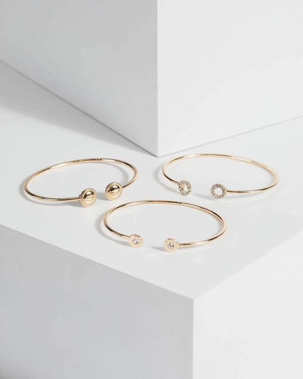 Gold Multi Fine Cuff Bracelet Pack Bracelet | Wristwear