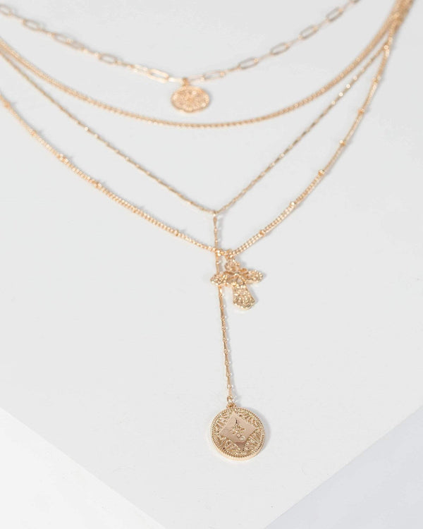 Gold Multi Layer Cross Pendant Necklace | Necklaces