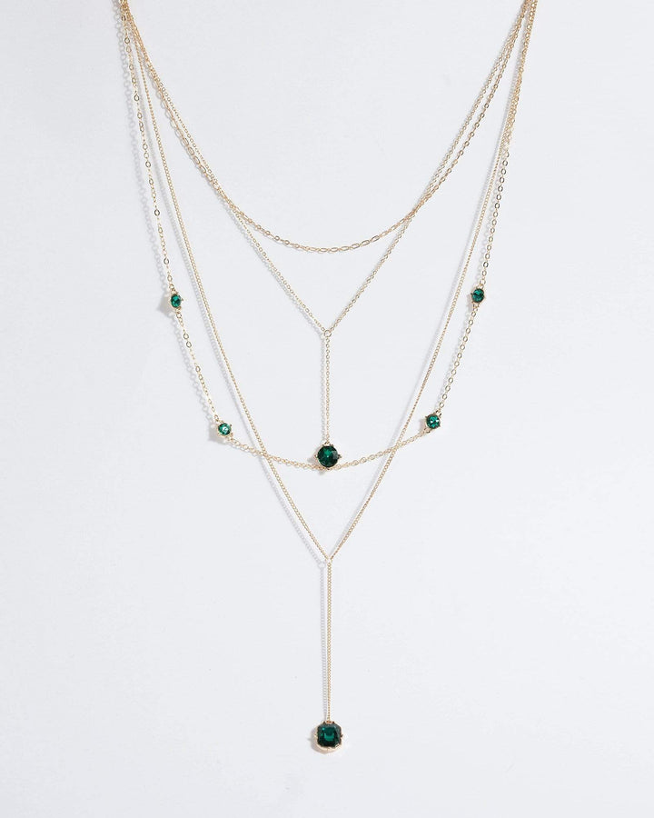Gold Multi Layer Crystal Necklace | Necklaces