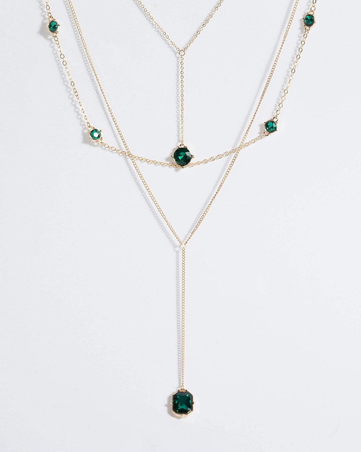 Gold Multi Layer Crystal Necklace | Necklaces