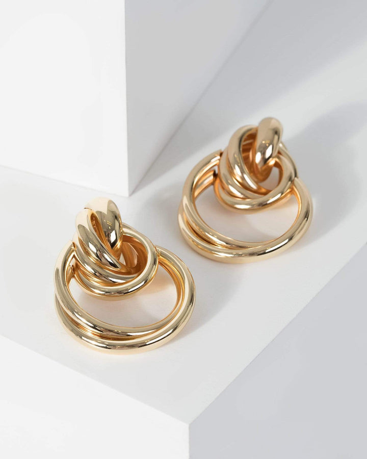 Gold Multi Layer Door Knocker Earrings | Earrings