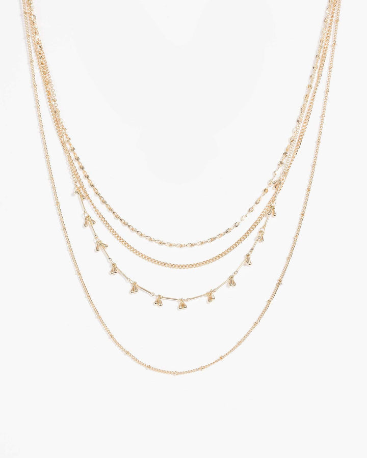 Gold Multi Layer Fine Chain Necklace | Necklaces