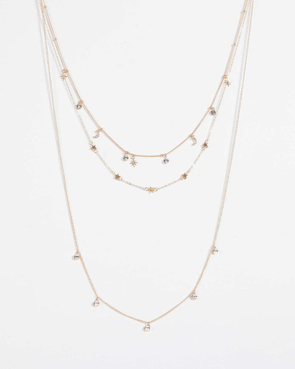Gold Multi Layer Star Necklace | Necklaces