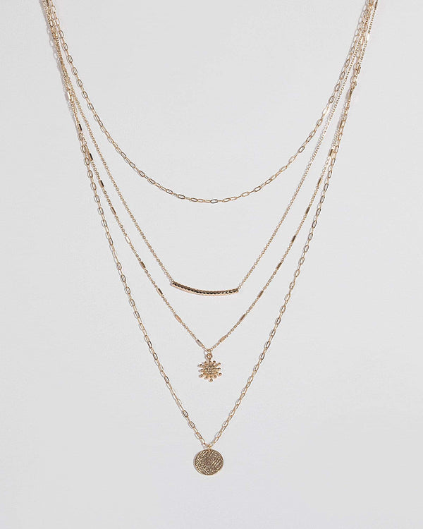 Gold Multi Layered Chain Necklace | Necklaces