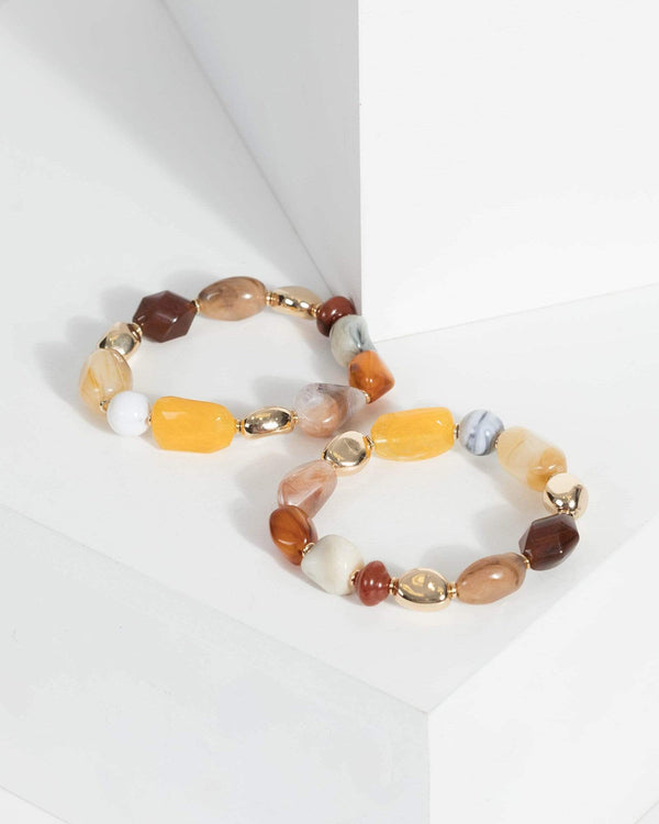 Gold Multi Mixed Stone Bracelet | Wristwear