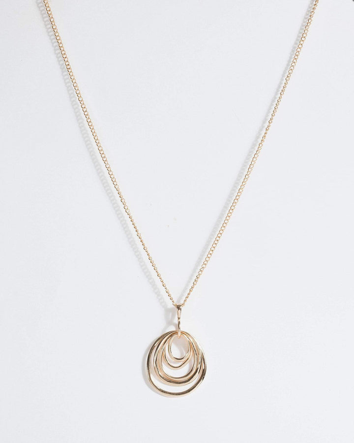 Gold Multi Organic Disc Drop Necklace | Necklaces