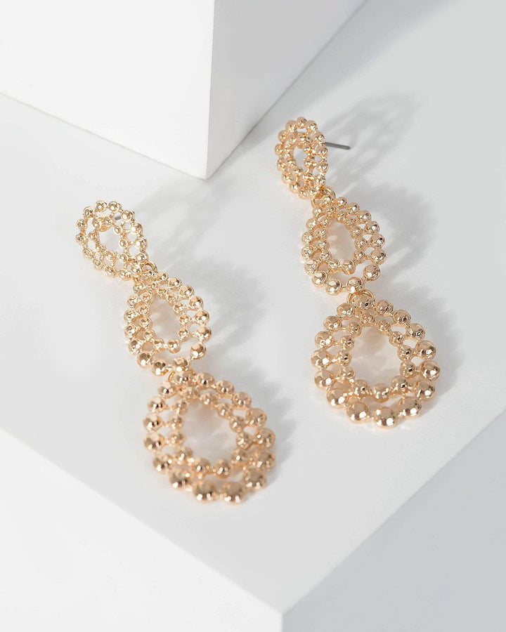 Gold Multi Outlined Teardrop Earrings | Earrings