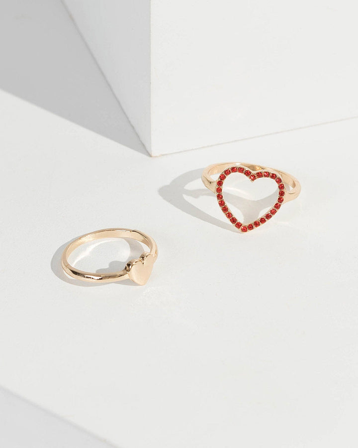 Gold Multi Pack Heart Ring | Rings