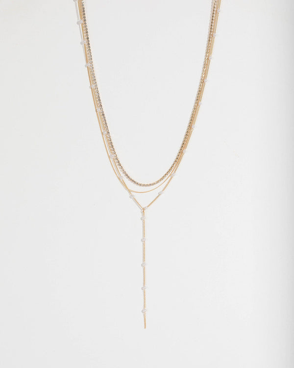 Gold Multi Pack Pearl And Metal Necklace | Necklaces