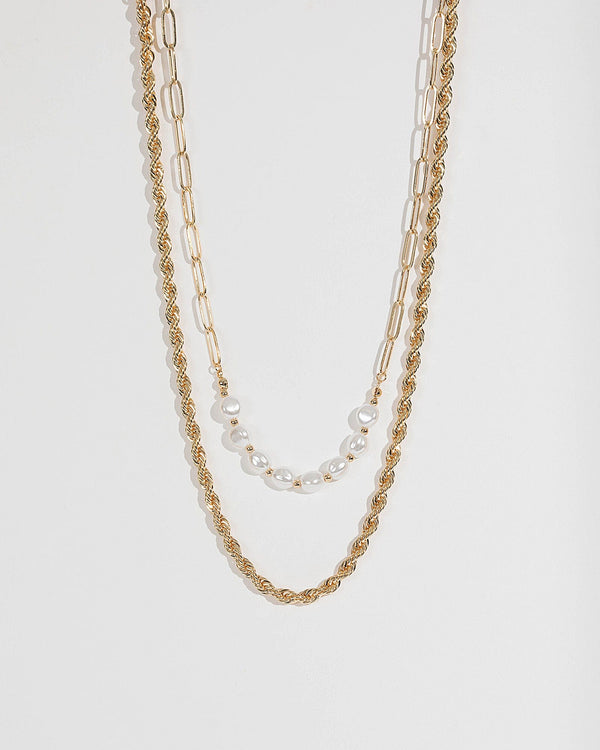 Colette by Colette Hayman Gold Multi Pack Pearl And Twisted Chain Necklace
