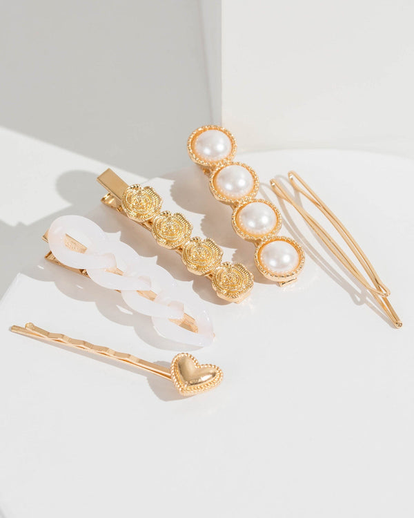 Colette by Colette Hayman Gold Multi Pack Pearl Hair Slides