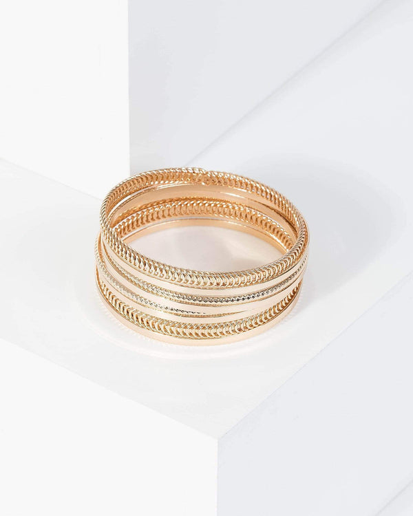 Colette by Colette Hayman Gold Multi Pack Textured Bangle