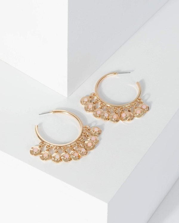 Gold Multi Pendant Hoop Earrings | Earrings