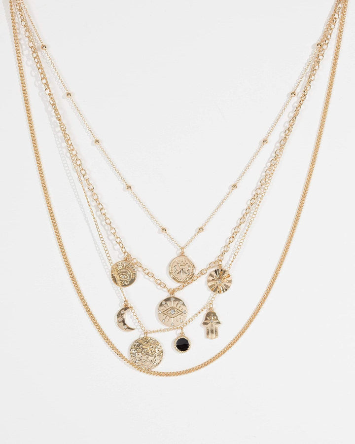 Gold Multi Pendant Layer Necklace | Necklaces