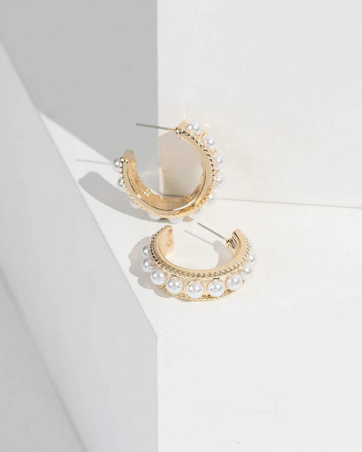 Colette by Colette Hayman Gold Multi Round Pearl Detail Hoop Earrings